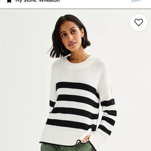 Women's Black and White Striped Sweater